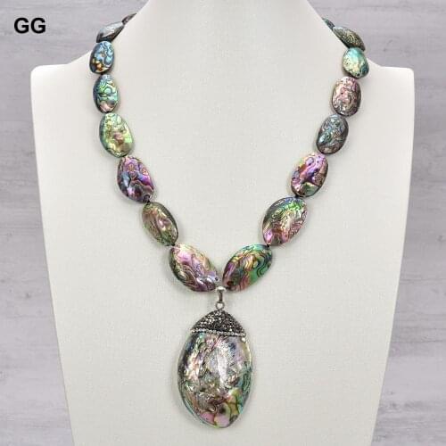 GG Jewelry 19'' 45x60MM Abalone Shell Pendant Necklace