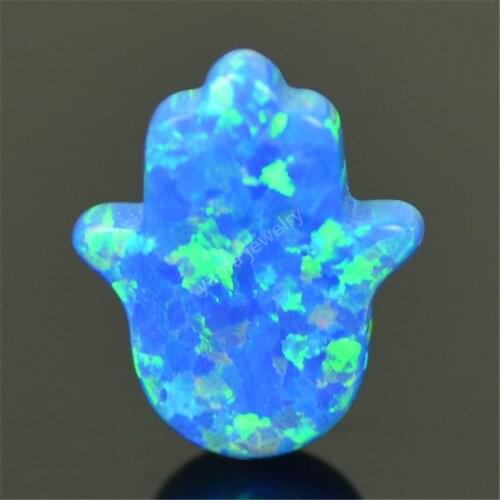 Popular high quality loose opal stone dark blue OP05 fire opal drilled hole gems 11*13mm bigger hamsa hand for pendent necklace
