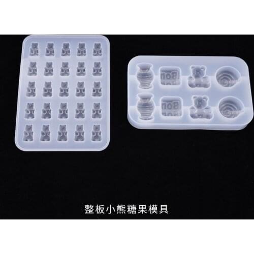 DIY Crystal Gutta Percha Mold Bear Candy Whole Board Pendant Cute Jewelry Silicone Molds Resin Mold Baking Accessories