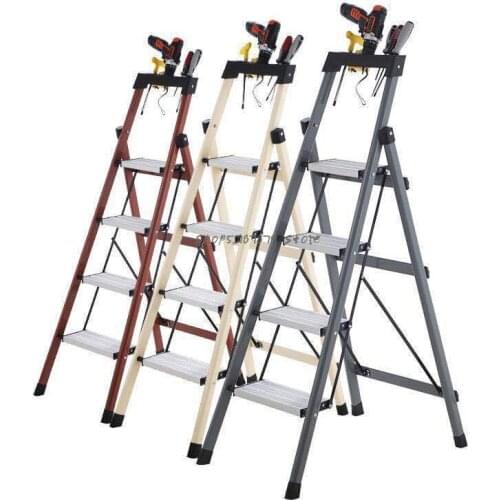 Ladder Household Folding Indoor Stairs Herringbone Thickened Pedal Aluminum Alloy Four Or Five Step Telescopic Ladder