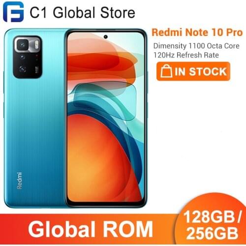 Global ROM Xiaomi Redmi Note 10 Pro 128GB/256GB Dimensity 1100 Octa Core 120Hz Display 64MP Camera 5000mAh Battery Smartphone