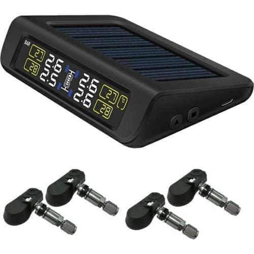 Solar Power TPMS Car External Tire Pressure Alarm Monitor System Auto Security Alarm Systems Tyre Pressure Temperature Warning