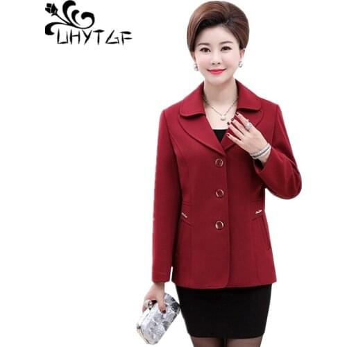 UHYTGF 4XL plus size jacket women fashion small suit spring autumn coat Single-breasted slim female coats chamarras de mujer 576