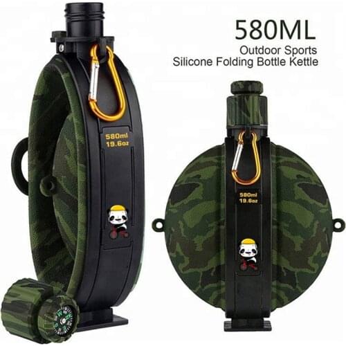 Outdoor Military Water Bottle Silicone Large Capacity Folding Water Kettle Hiking Camping Leak Proof Tour Water Bottle 1PC