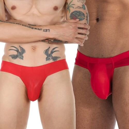 Ultra Thin Panties Ice Silk Underwear Sexy Men Low Rise Briefs Penis Large Pouch Slips Bikini hombre Erotic cueca Underpants