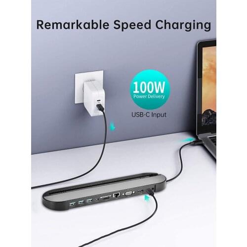 USB C Hub Multiport 11 in 1 Type C Docking Station Adapter Dongle HDMI/VGA 3.5MM audio port Type C ports of laptop/mobile phone