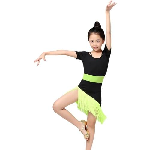 New Girls Latin Dance Tassel Skirt Dance Competition Performance Dress Children Dance Clothes Tassel Latin Dance Practice Dress