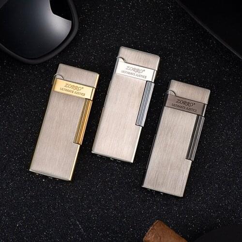 Refillable Ultra-thin Grinding Wheel Side Open Flame 6mm Brass Inflatable Lighter Gift Smoking Accesoires Gadgets for Men