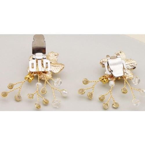 Shoe Clip Flower Gold Luxury Elegant DIY Women Lady Shoes Handmade Crystal Pearl Decoration High Heel Sandals Charms Accessories