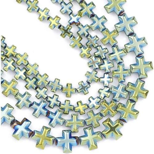 Natural Stone Cross Jesus Green Hematite Beads 6/8/10MM Spacer Loose Beads For Jewelry Making Diy Bracelet Accessories Findings