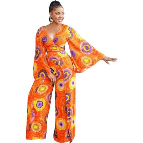 Plus Size Printed Women Set Loose Wide Leg Long Pants Suit Lace Fashion Outfit Autumn Clothes Woman Trendy Dropshipping