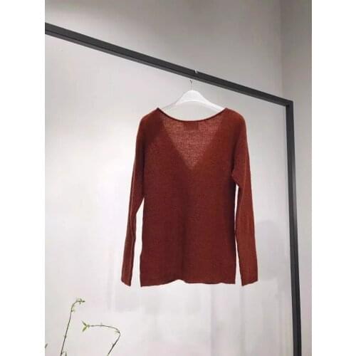 CAMIA women sweater mohair V-neck loose sweater autumn and winter new womens simple solid color knit cardigan women