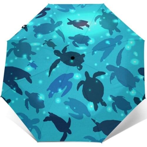 Wind Resistant Folding Automatic Umbrella Women Auto Sea Turtles Swim In The Ocean Windproof Umbrellas Rain For Men Parasol