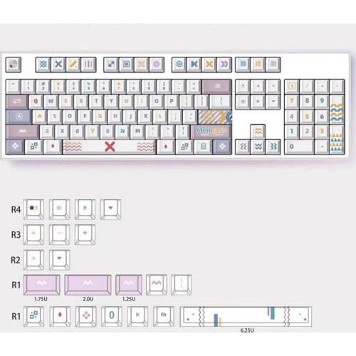 1Set/125 Keys Cherry profile PBT Dye Subbed Memphis Theme Keycaps for MX switch Mechanical Keyboard 61 64 84 108 Layout