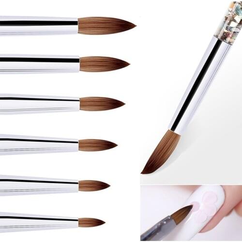 1Pcs Acrylic Nail Brush for Acrylic Powder Nylon Manicure Acrylic Nails Round Nail Art Brush With Liquid Glitter Handle 7 Sizes