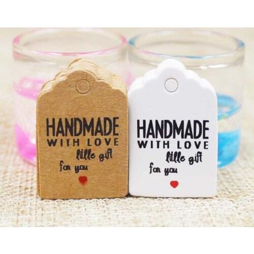 100pcs multi paper white/kraft charms tag handmade jewelry hang tag scallop wedding favors /cookies decorative hang tag