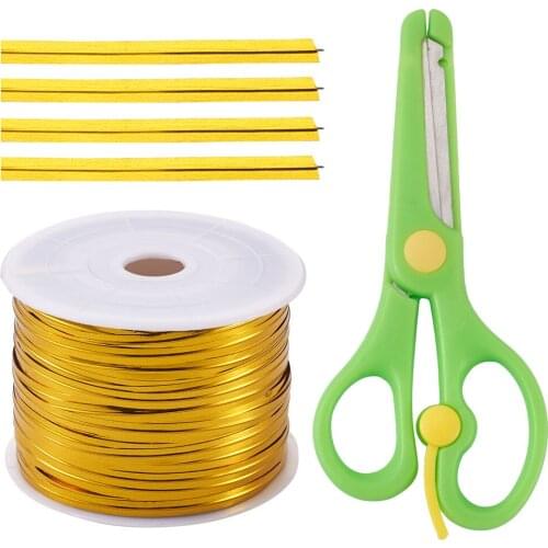 100 Yards Reusable Candy Bread Bag Treat Metallic Twist Ties with Scissors for DIY Craft Bags Packing Party Wedding Decor Ties