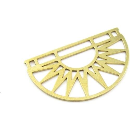 Brass sun charm Earrings finding 29x18x0.7mm Brass connect Half round tassel components -2pcs R1448