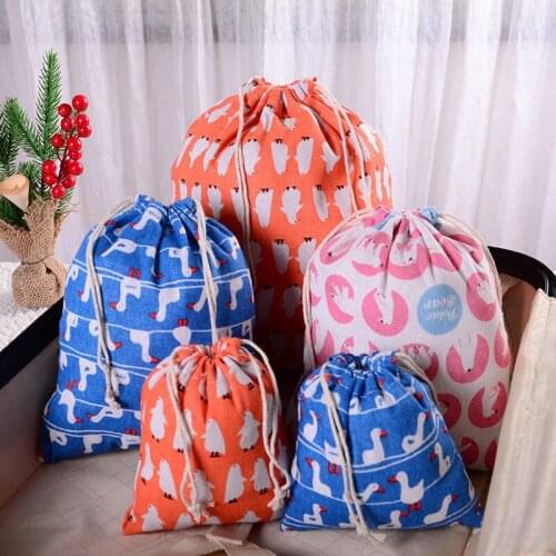 2pcs Shoes Bundle Pouch Household Cartoon Cotton And Linen Shoes Debris Storage Bag Holiday Party Gifts Portable Drawable Sack