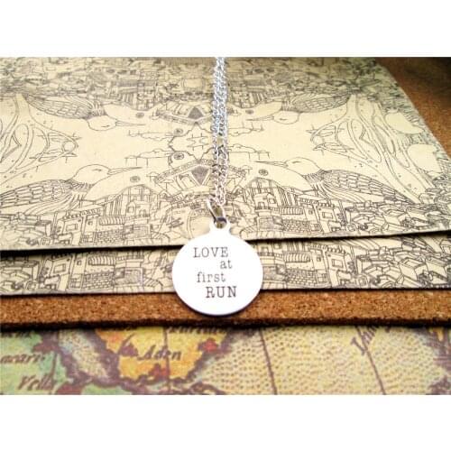 3pcs/lot Fashion stainless steel necklace "love at first run" Charms Pendant necklace Jewelry Gift more style for choosing