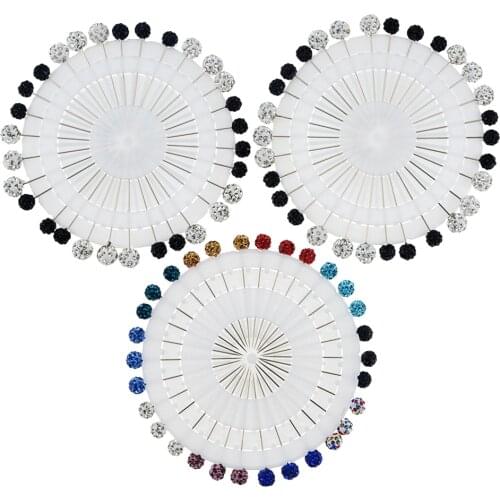 30Pcs/lot Muslim Women Hijab Rhinestone Brooches Hood Scarf Pins Accessories Random Color