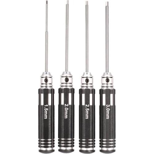 4pcs Hex Screwdriver Set 1.5 2.0 2.5 3.0mm White Steel Tools Kit For RC Helicopter HSP Traxxas Car Racing Drone Aircraft