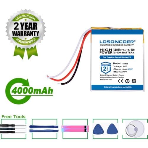 LOSONCOER Battery 4000mAh Sound Blaster E5 Battery For Creative Sound Blaster E5 Accumulator Pack