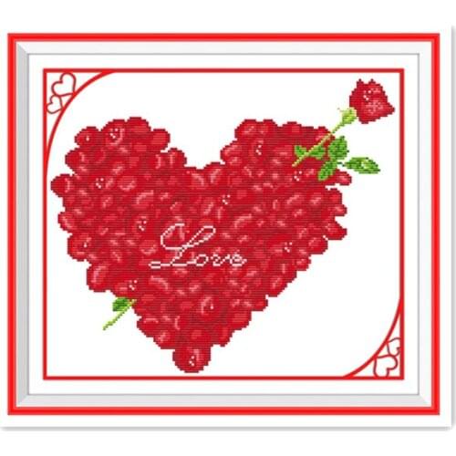 Cupid arrow love red rose small size handmade DIY DMC embroidery cross stitch Kit fun handmade bedroom decorative painting