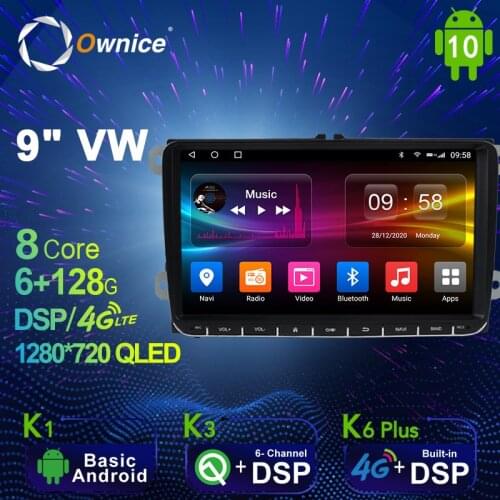 1280*720 Android 10.0 K6 Plus Car Multimedia Auto Radio for Volkswagen Golf Polo Tiguan Passat b7 b6 skoda octavia 4G LTE 8Core