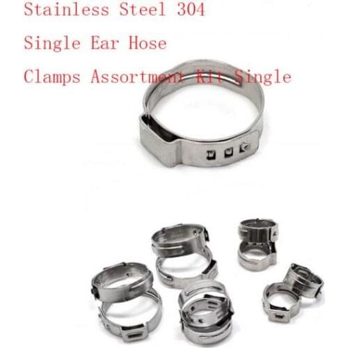 Free shipping Pipe Clamp High Quality 25 PCS Stainless Steel 304 Single Ear Hose Clamps Assortment Kit Single