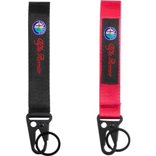 High quality Ribbon Webbing Car key ring Nylon Webbing Keychain with hawk buckle key ring for Alfa Romeo 159 147 car Accessories
