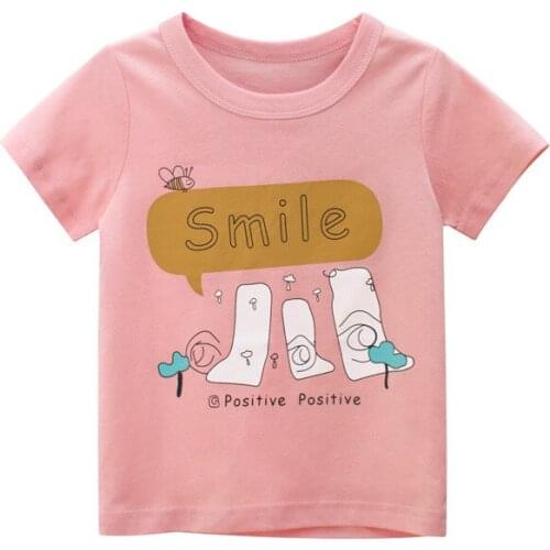 Cartoon Kids Tshirt Short Sleeve Tee Top Pink Sweet Girls Top Summer Children T Shirt