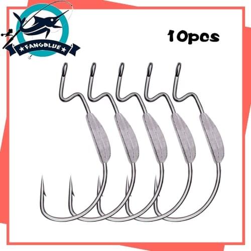 Fangblue 10pcs Fishing Hooks 4# 3# 2#1# High Carbon Steel Fishing Soft Worm Hooks Fishing Hooks Bait Tackle Fishing Accessories