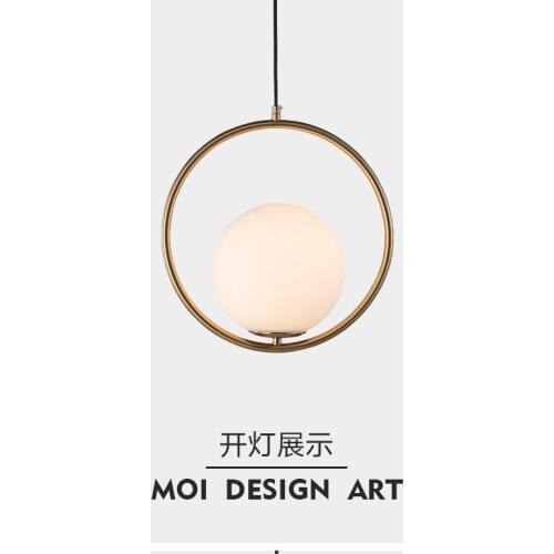 Art glass chandelier post modern restaurant bar table simple bedroom living room bedside ring milk white Chandelier