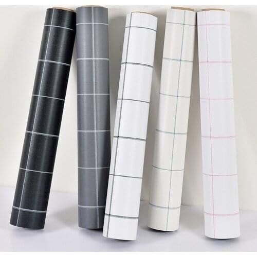 45cmx10m Classic Black White Gray Plaid Self-adhesive Wallpaper Tv Background Clothing Store Cafe Wallpaper Bedroom