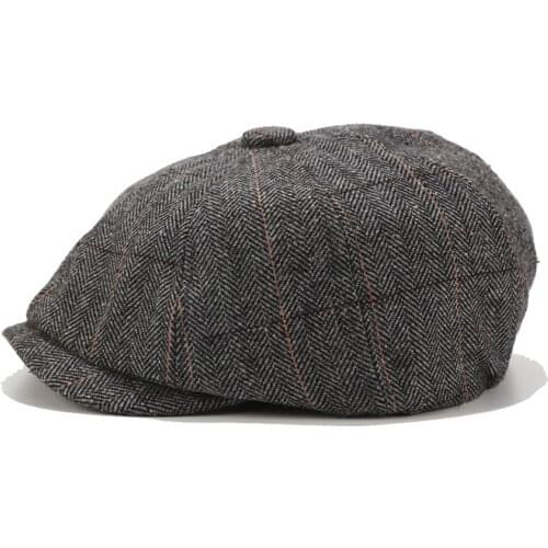 KLV Unisex Autumn Winter Newsboy Caps Men And Women Warm Tweed Visors Hat For Male Detective Hats Retro Flat Caps Baker Boy Gats