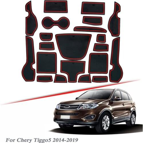 21pcs Car Styling Gate slot pad For Chery Tiggo 5 2014-2019 Silica Gel Door Groove Mat interior Non-slip dust Interior Accessory