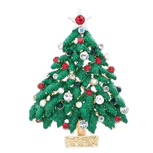 Christmas Tree Brooch Pin Xmas Gifts Crystals Rhinestone P5287