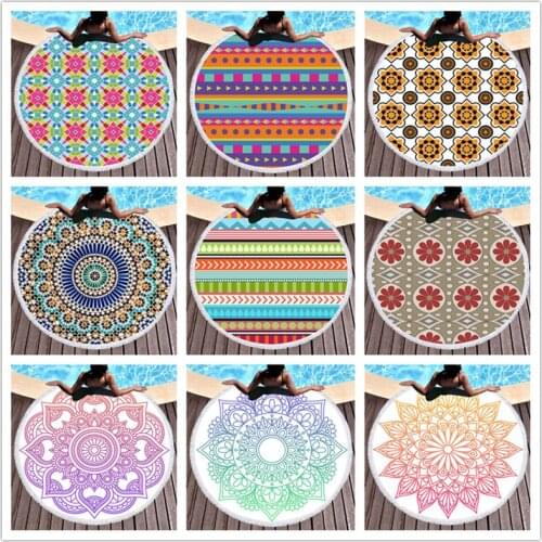 Round Beach Towel Tassels Bohemia Microfiber Quick Drying No Sand Bath Shower Towel For Adults Picnic Yoga Mat Blanket Cover Up