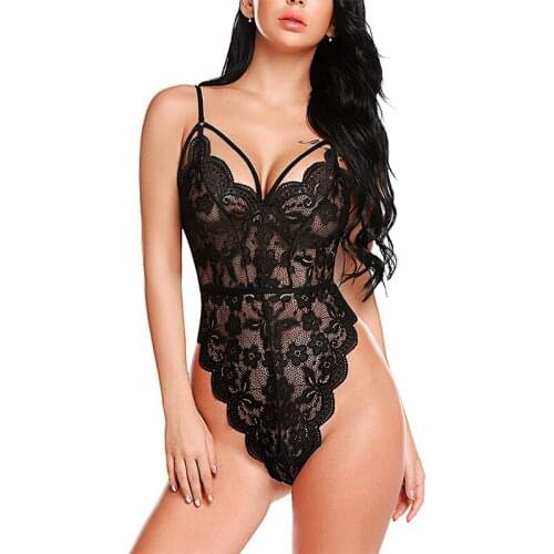 Harness Lace One-Piece Sexy Lingerie Hot Sexy Cross Straps Plus Size Pajamas
