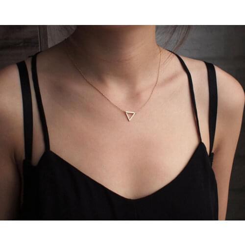 Small hollow triangle pendant necklace triangle Geometric hexagon necklace simple polygon geometry V shape Mathematics necklace