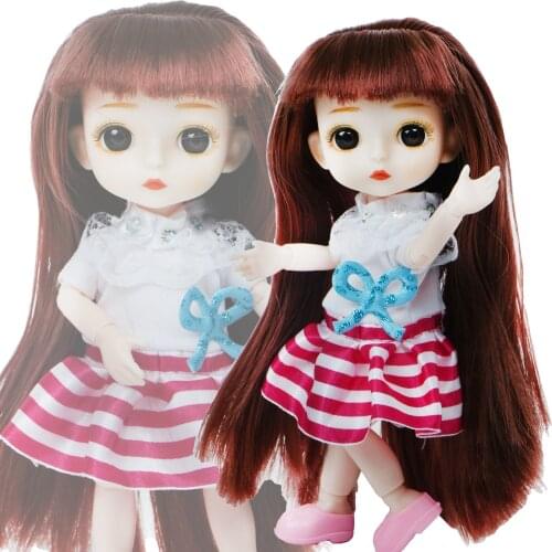Cute 16cm Doll 13 Movable Jointed Dolls Mini BJD Baby Girl Doll Body + Doll Clothes + Doll Shoes Accessories for Kids Playhouse