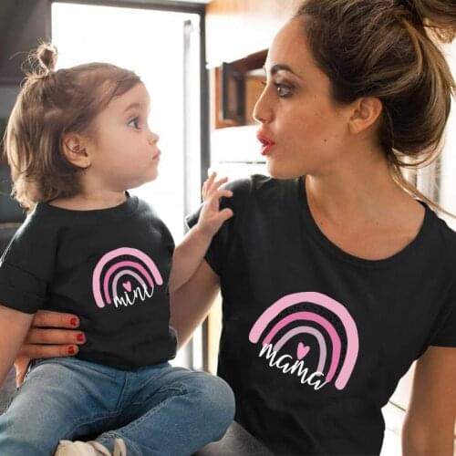 Fashion Family Look Mother and Daughter Family Matching Clothes Mama Mini Princess T-shirt Tops For Mommy Kids