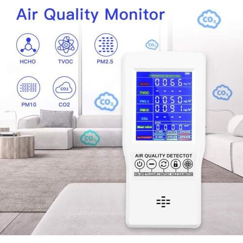 Air Quality Monitor Accurate Measuring Air Tester Detector Digital CO2 Sensor Gas Detector Gas Analyzer TVOC HCHO PM2.5 M