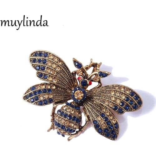 Muylinda Insect Bee Rhinestone Brooches For Women Men Vintage Metal Pin Scarf Clip Bugs Enamal Pin Clothes Accessories