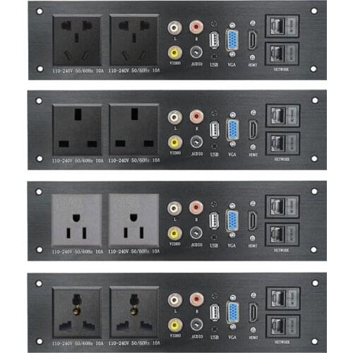 Desktop Wall Electric Socket 2AC Outlet AU UK US Universal Socket Left/right Channel 3.5MM Video VGA Network HDMI-compatible
