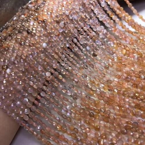 Natural stones mixed moonstone faceted flat round gemstone beads for needlework crystal DIY bracelet jewellery craft wholesale