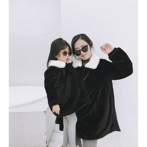 New Korean style winter warm hit color Gold mink fur cotton lining jacket outwear for parenthood both for MOM and girls