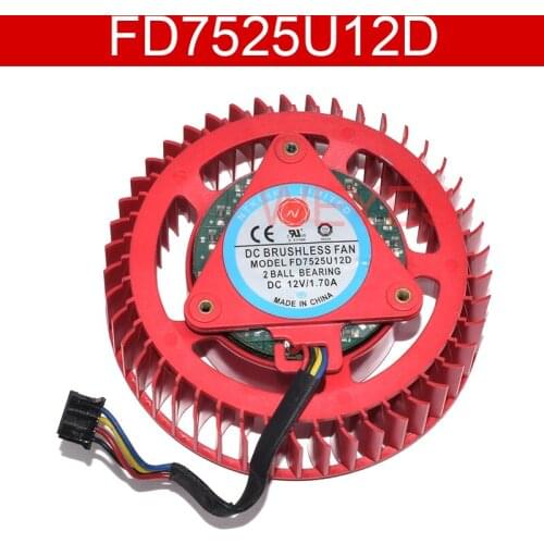 Original FD7525U12D DC12V 1.7A 4 Lines Control Graphics Card Fan