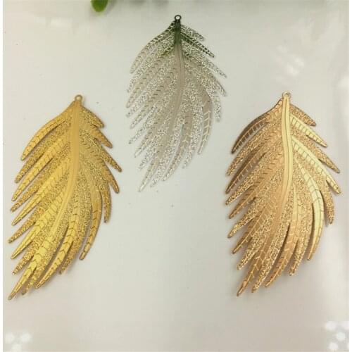 5pcs/lot 64x33mm big Leaf Pendant Charms Vintage Metal Leaf Jewelry Findings for DIY earrings Necklace accessories